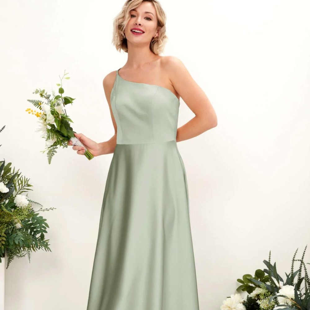 Sage green satin dress